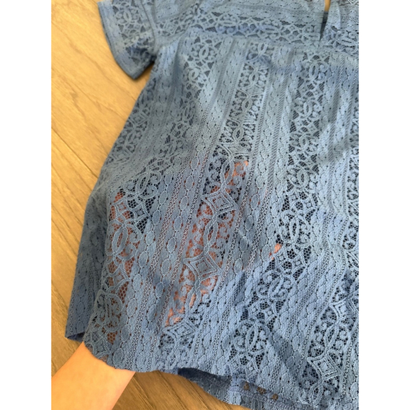 Loft Blue Lace Top Light Blue XS - Picture 5 of 10